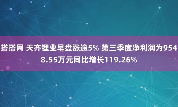 搭搭网 天齐锂业早盘涨逾5% 第三季度净利润为9548.55万元同比增长119.26%